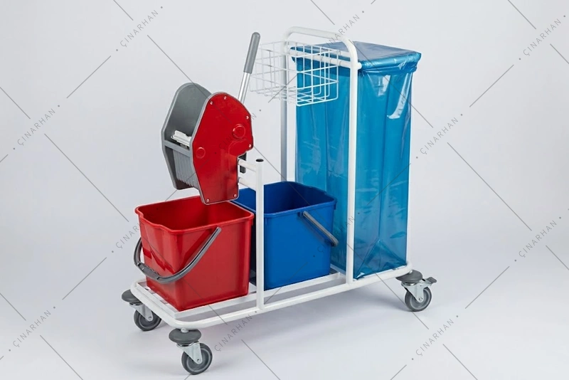 Çift Kovalı Presli Paspas Arabası