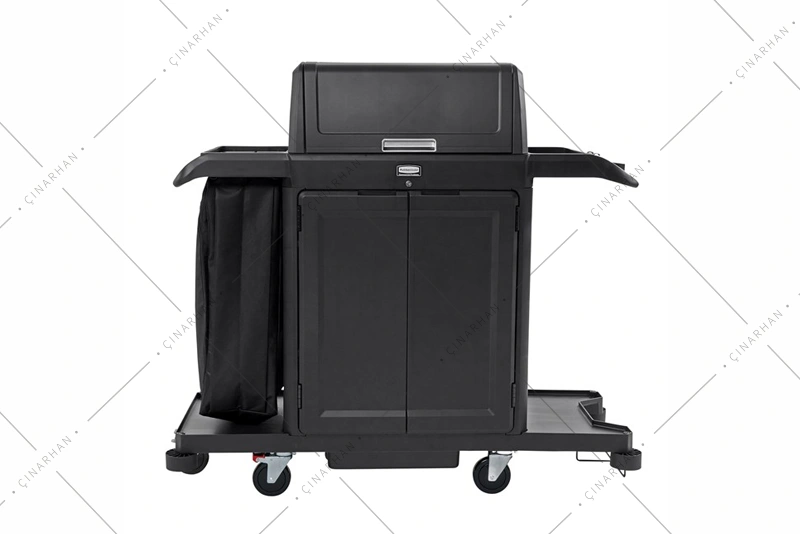 Rubbermaid Executive Tam Boyutlu Kat Hizmetleri Arabası Security Set, Siyah