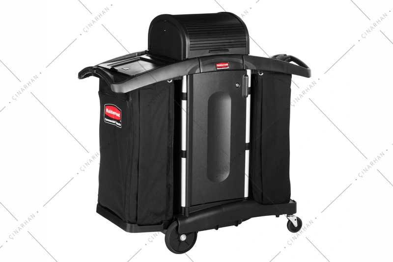Rubbermaid Executive Kompakt Kat Bakım Arabası Kapılı ve Kaputlu Siyah